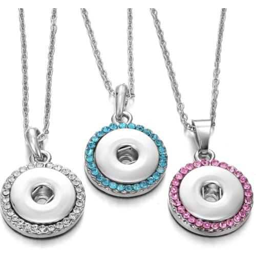 Mrs Win Snap Jewelry Crystal Pendant Necklace 18mm Snap necklaces women Bohemia snap Chains necklaces