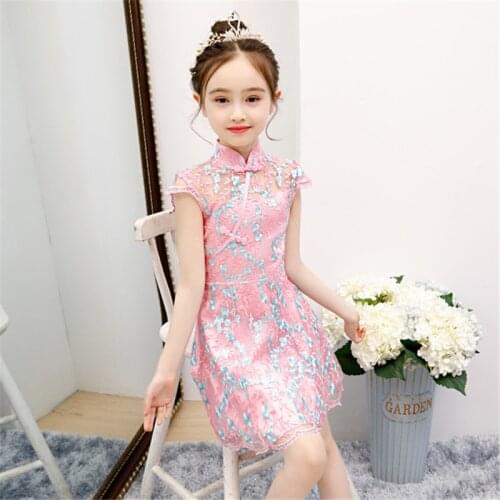 Slim dress 2020 new improved childrens cheongsam spring and summer princess skirt Chinese style dress vestido chino