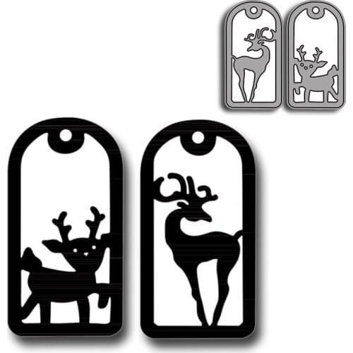 Adorable Deer In Tag Card Metal Cutting Dies New 2021 Tag Card with Deer Decorative Embossing Papercard Crafts Die 2021