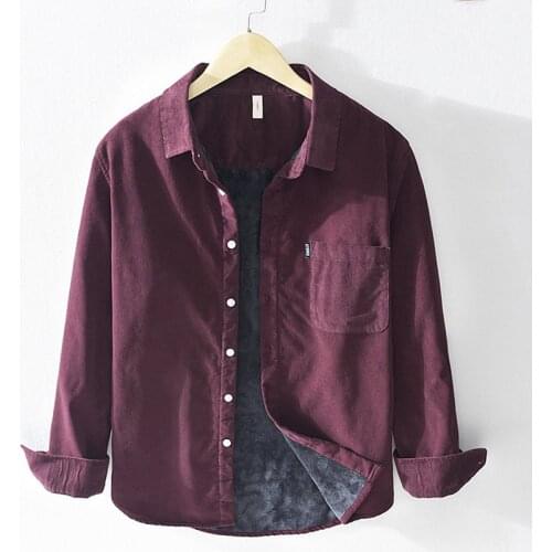 Autumn Winter New High Quality Cotton Corduroy Men Long-Sleeved Slim Fitness Casual Simple Youth Fashion Thicken Sanded Shirt