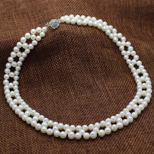REAL PEARL Fashion Freshwater Pearl Necklace Party Wedding Necklace Handmade Jewelry Choker Womens Necklace
