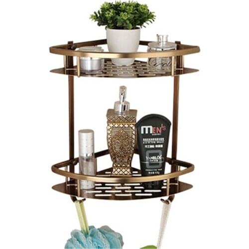 Bathroom Rack with Hook Antique Corner Wall-mounted Bathroom Accessories Rack Bathroom Large Basket Double Bathroom Rack