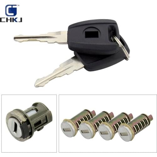 CHKJ Replacement Complete Set Ignition Door Trunk Lock Barrel Cylinder for Fiat with 2 GT15R Blade Keys