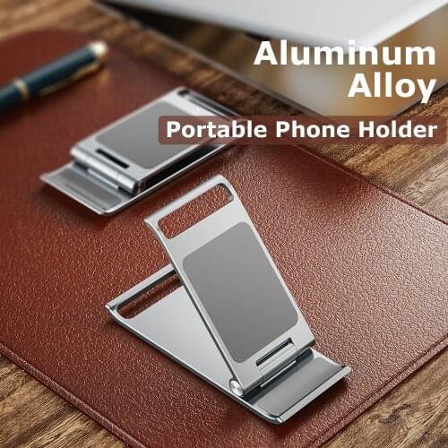 Protable Phone Holder Aluminmu Alloy Lightweight Stepless Gear Adjustment For Mobile Tablet Under 13 Inches Antiskid Strong