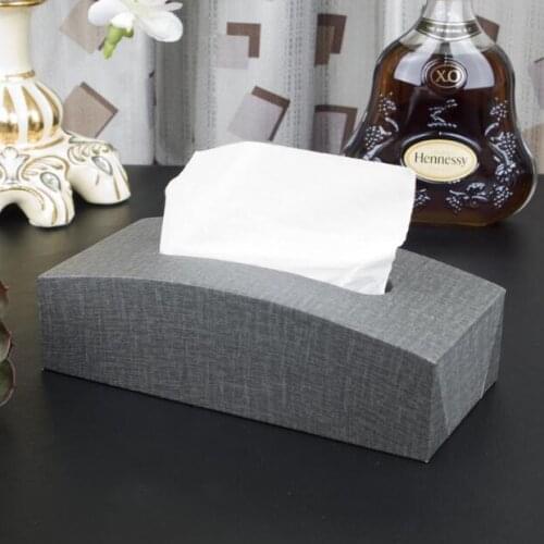 Luxury dark gray color leather tissue box toilet paper storage pumping napkin holder decorative tissue box case dispenserPZJH004
