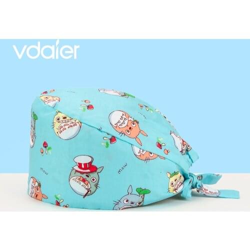 New Fashion cotton Light cute cartoon print hats adjustable scrub hats beauty salon working hat laboratory pet shop scrubs caps