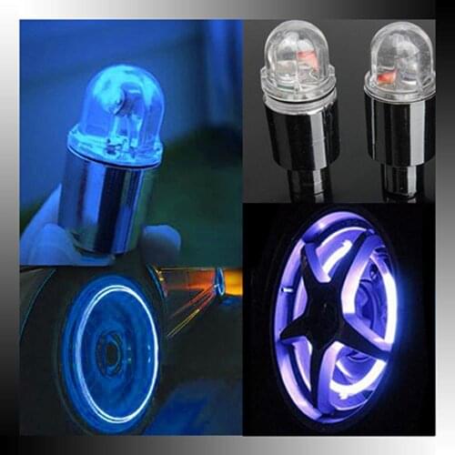 1 Pair Bicycle Lights with Batteries Wheel Spoke Lamp Motor Cycling Bike Bicycle Car Tyre Tire Valve Blue LED Wheel Lights