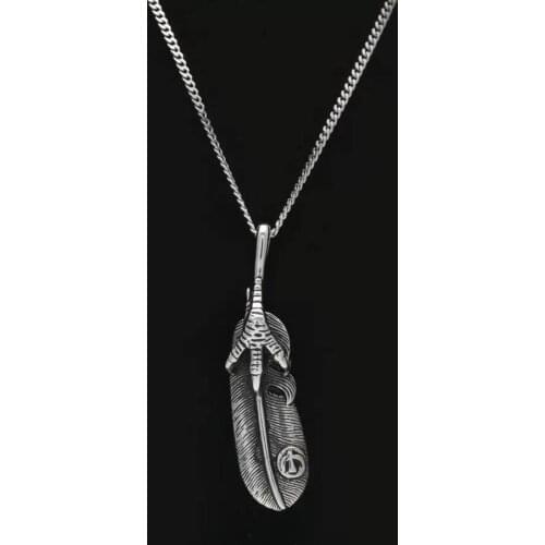 Viking Men Necklace Hawk Claw Feather Symbols Pendant Indian Style Jewelry Cholos Dapper Dandi Neck Collar Chain Gothic Sterling