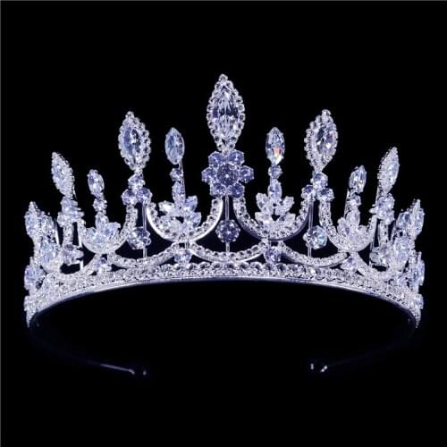 High-quality Luxury Zirconia Queen Crowns Crystal Headdress For Woman Bride Tiaras Wedding Dress Accessories CZ Party Jewelry