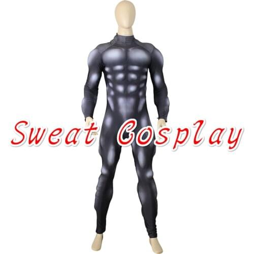 High Quality Black Muscle Suit Spandex Basic Muscle Costume With Muscle Padding Adult Men Halloween Cosplay Costume