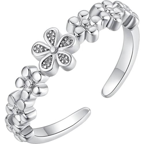 Women Toe Rings Wholesale 1Pcs Fashion Simple Sliver Flower Toe Rings For Women Jewelry Accessories Gifts