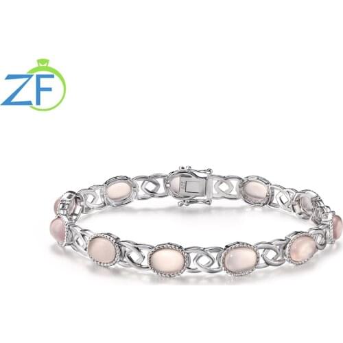 GZ ZONGFA Hot Selling Unique Real Pink Quarte 925 Sterling Silver Charm Women Jewelry Crystal Bracelet