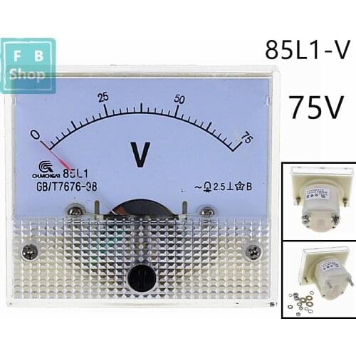 1PCS 85L1-V 75V AC Analog Voltmeter Panel Voltage Meter 64*56mm