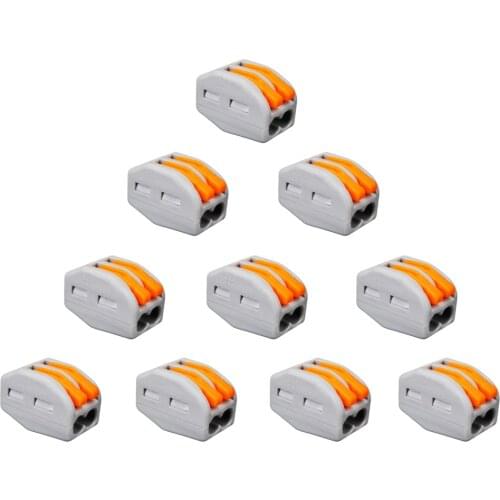 10pc/set Reusable Spring Pin Lever Conductor Terminal 2 Way Push Fit Block Cable Wire Connector Electric Cable Connector Wire