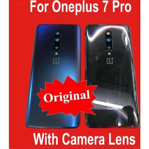 100% Original New Glass For Oneplus 7 Pro Battery Door Back Cover Rear Housing Case + Camera Lens Frame + Adhesive Sticker