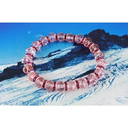 18PCS Cherry Rhinestone Rondelle Pink Crystal Bracelet #20334