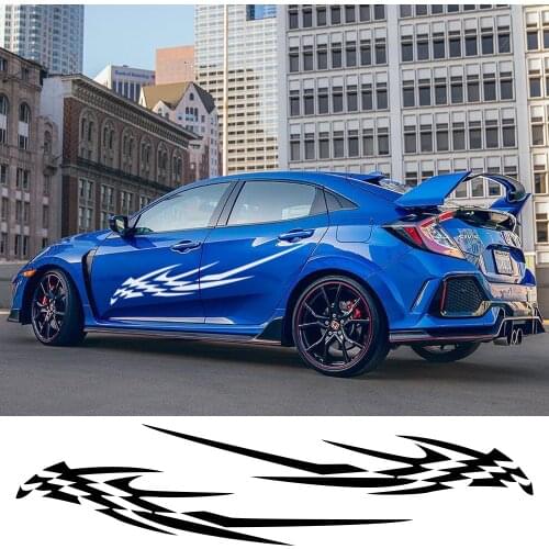 2pcs 180x28cm Car Stickers Auto Side Body Vinyl Decals Funny Sport Racing Tuning DIY Styling Graphics Decals Car Accessories