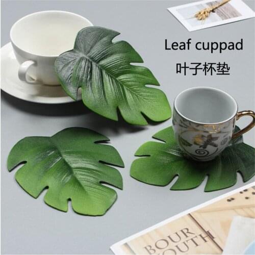 4 Pcs EVA Placemat Coaster Simulation Turtle Leaf Party Decoration Hot Tropical Green Plant Bowl Cup Pad