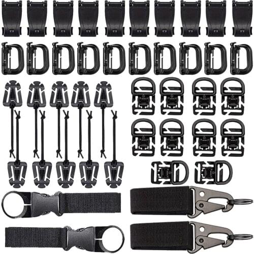 44 Molle Accessory Attachment D-Ring Grimlock Rotatable Gear Clip Tactical Backpack Web Dominator Strings Strap Bottle Holder