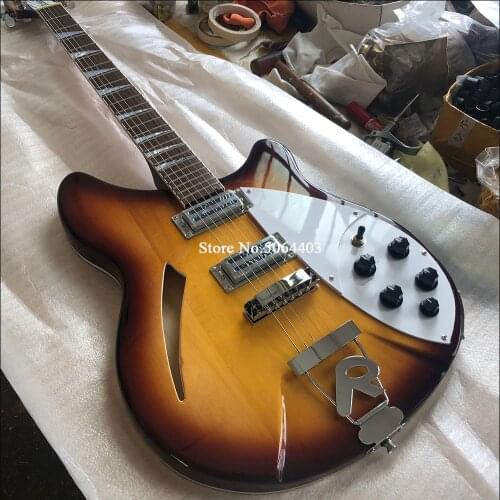 6 string guitar, 360 electric guitar, sun paint, rose wood fingerboard, half-empty core guitar, free delivery