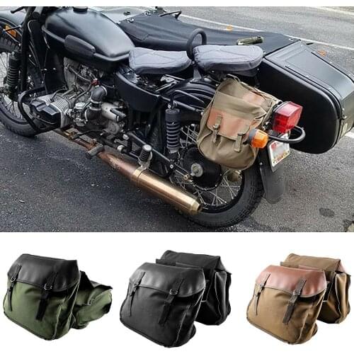 60% HOT SALES!!! Universal Motorcycle Pannier Side Saddle Bag Tools Luggage Canvas Storage Pouch