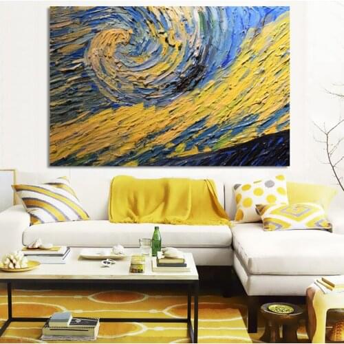 Abstract Art Posters and Prints on Canvas Wall Art Oil Paintings Van Gogh Starry Sky Partial Pictures for Living Room Home Decor