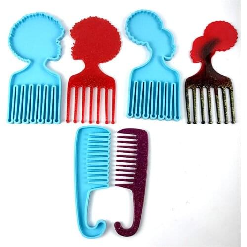 Afro Pick Comb Resin Molds Hair Pick Silicone Molds For Long Thick Curly Afro Hair Comb Resin Mold Diy Hairdressing Styling Tool