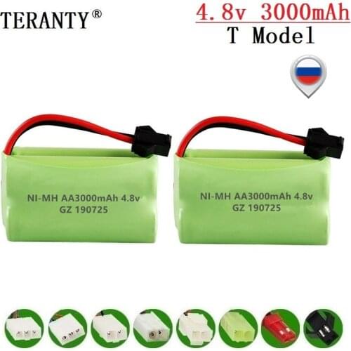 Upgrade 4.8v 3000mah NiMH Battery For Rc Toys Cars Tanks Robots Guns Boats AA Ni-MH 2400mah 4.8v Rechargeable Battery Pack 2PCS