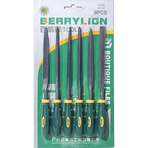 Diamond Carving Tool 6Pcs/Set Polishing Metal Glass Stone Wood Craft Needle File Set Green 140mm/160mm/180mm