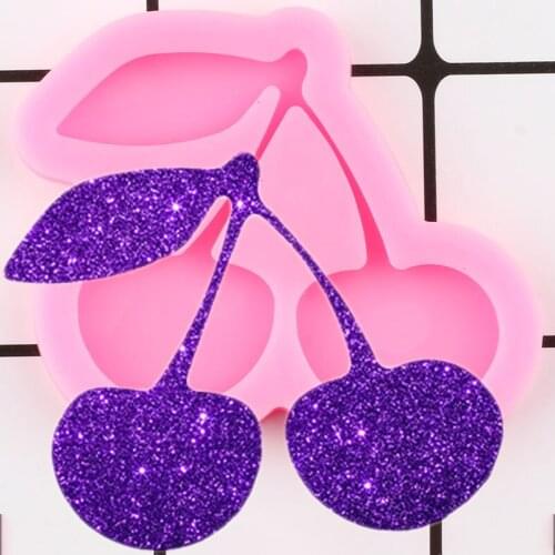 Shiny Glossy Cherry Silicone Mold Epoxy Resin Craft Keychain Mould Pendant Polymer Clay Moulds DIY Handmade Molds