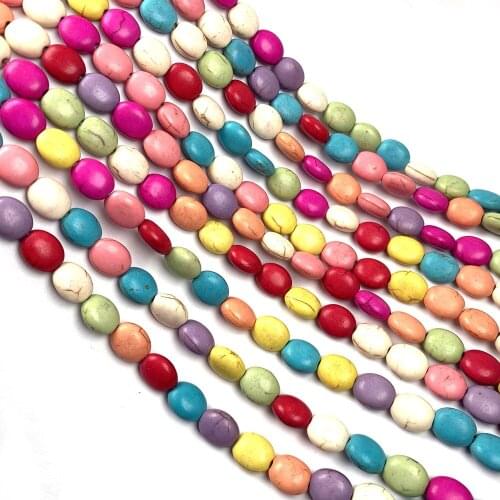 Natural Stone Beads Turquoises Oval shape Loose Spacer Beaded Semi-Finished For jewelry making DIY necklace bracelet accessories