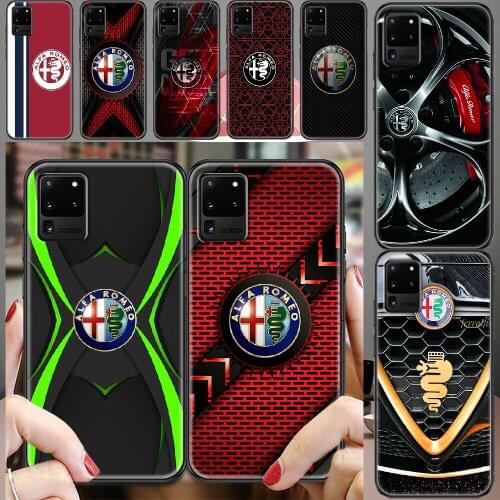 Alfa sports romeo car logo Phone case For Samsung Galaxy Note 4 8 9 10 20 S8 S9 S10 S10E S20 Plus UITRA Ultra black silicone