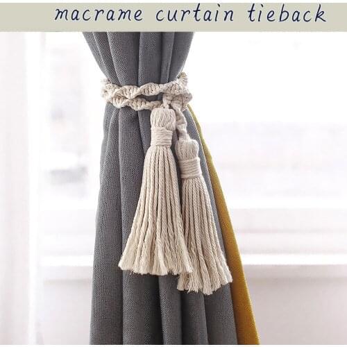 Boho Decor Curtain Holder Buckle Cilp Window Accessories Curtain Decorative Curtain Tieback Cotton Rope Holdback Curtains Holder