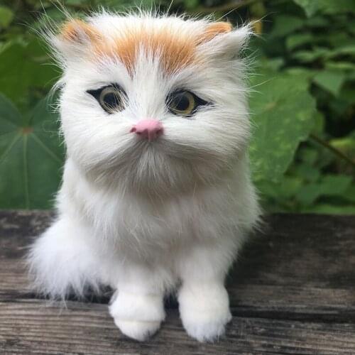 10*9*7cm Decorative Foam Furry Baby Cat,Craft Real Fur Animal Figurine for Home Party Decor, Eid Mubarak Ornament Kid Toy Gift