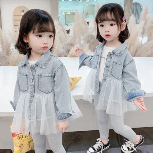 Girls denim jacket spring and autumn clothes new girl baby Korean princess western style childrens autumn jacket