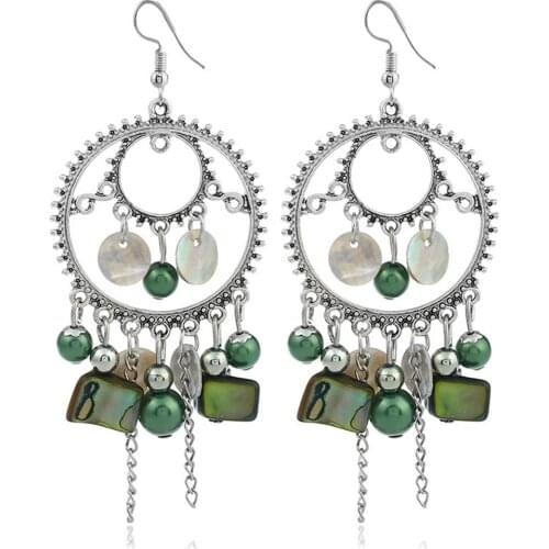 Hot Sale 6pair/lot Handwork Gears Bohemia Multicolour conch earrings for women Wedding Jewelry brincos oorbellen kolczyki Free