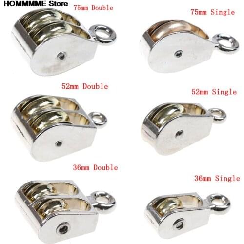 Hot DIY Mini Metal Sheave Zinc Alloy Fixed Pulley Crown Block And Tackle Lifting Wheel Single/Double Pulley 36/52/75mm