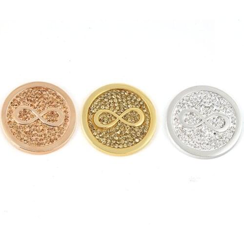 Perfect for Valentines Day Infinity Disc Coins for DIY Women Jewelry fit 35mm Frame Coin Holder Pendant 5pcs/lot