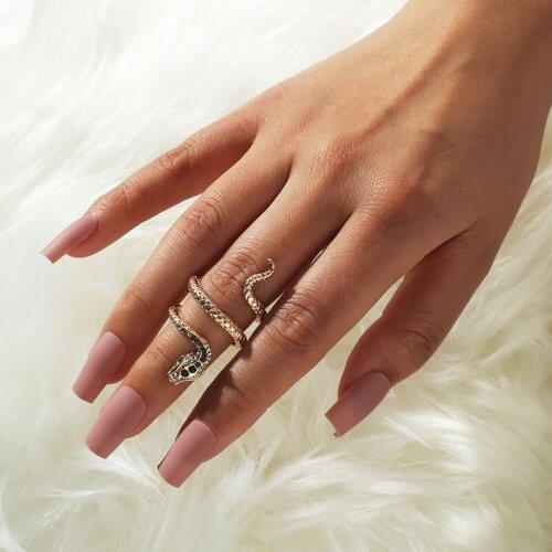 Retro Snake Shape Rings For Women Punk Exaggerated Open Ring Adjustable Fashion Crystal Jewelry Accessories