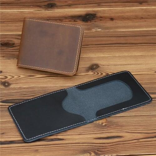 New Arrival Vintage Mens Genuine Leather Credit Card Holder Engraving Small Wallet Money Bag ID Card Case Mini Purse For Male