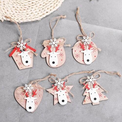 Creative Hanging Xmas Tree Pendant Christmas Cute Angel Santa Claus Snowmen Elk Shape Wooden Mini Ornaments Christmas Decoration