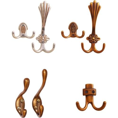 Retro Vintage 100PCS/LOT European Antique Solid Zinc Alloy Robe Hooks Coat Hook Key Bag Hook Clothes Robe Hangers with Screws