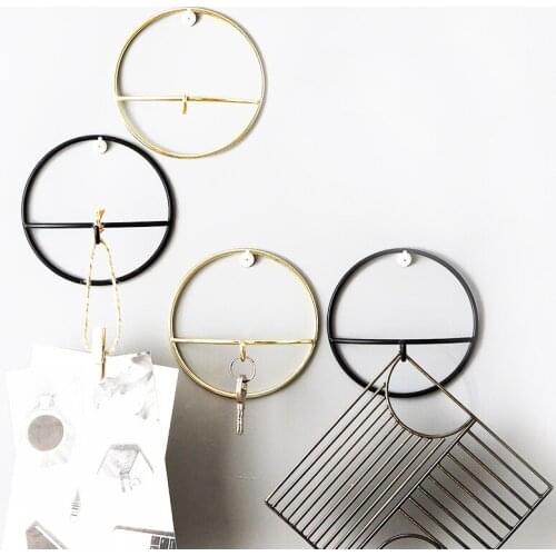 Nordic Style Geometric Shape Gold Iron Art Storage Hook Minimalist Wall Key Holder Home Decoration Accessories Coat Wall Hanger