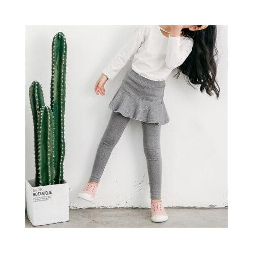 Girls Leggings 2021 Spring Autumn Childrens Solid Casual Pants Baby Stretch Leggings 2 3 4 5 6 7 Years Baby Girl Skirt-pants