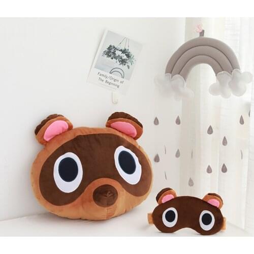 Hot Selling Animal Crossing Tom Nook Plush Toy Cute Soft Cartoon Animal Bear Pillow and Eye Mask Stuffed Plushie Toys Gifts