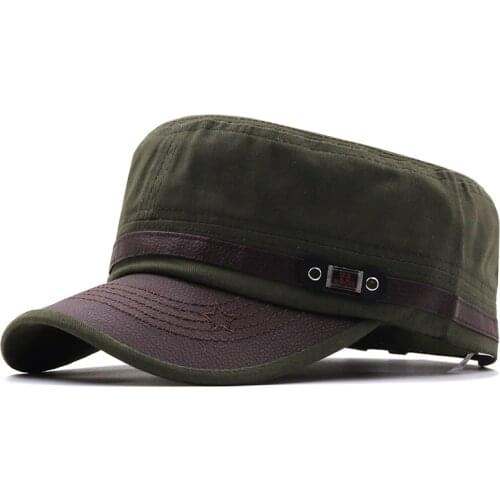 Fashion Flat Top Military Hat Cotton Snapback Cap Men Women Vintage Baseball Caps Dad Hats Adjustable Size 55-60cm