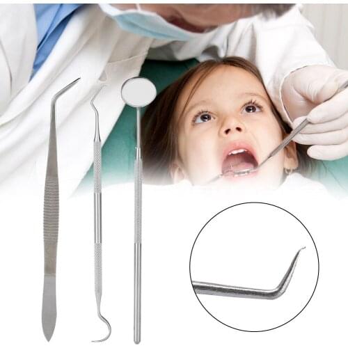 3pcs/Set Stainless Steel Oral Care Kit Plaque Calculus Removal Dental Hygiene Tool for Home Use