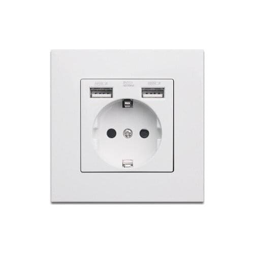 Wall USB Power Socket, Many New style Panel, Bedroom socket,AC 110V-250V 16A Wall Embedded, Double usb EU Standard Outlet