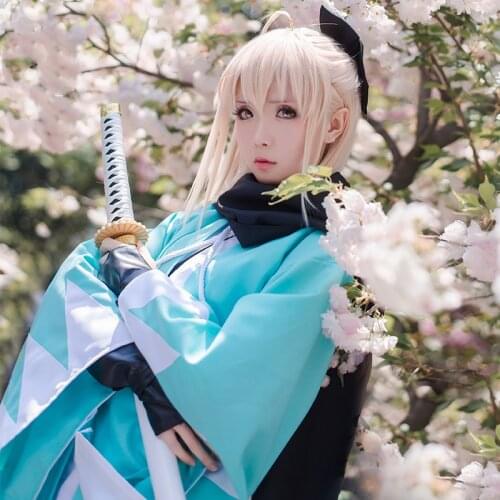 New Fate/Grand Order Sakura Saber Okita Souji Cosplay Costume Kimono Uniforms Outfit Carnival/Halloween Costumes for Women/Men