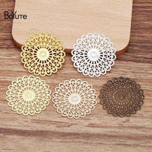 BoYuTe Wholesale (20 Pieces/Lot) 38MM Flat Metal Brass Flower Filigree Findings Diy Hand Made Jewelry Accessories